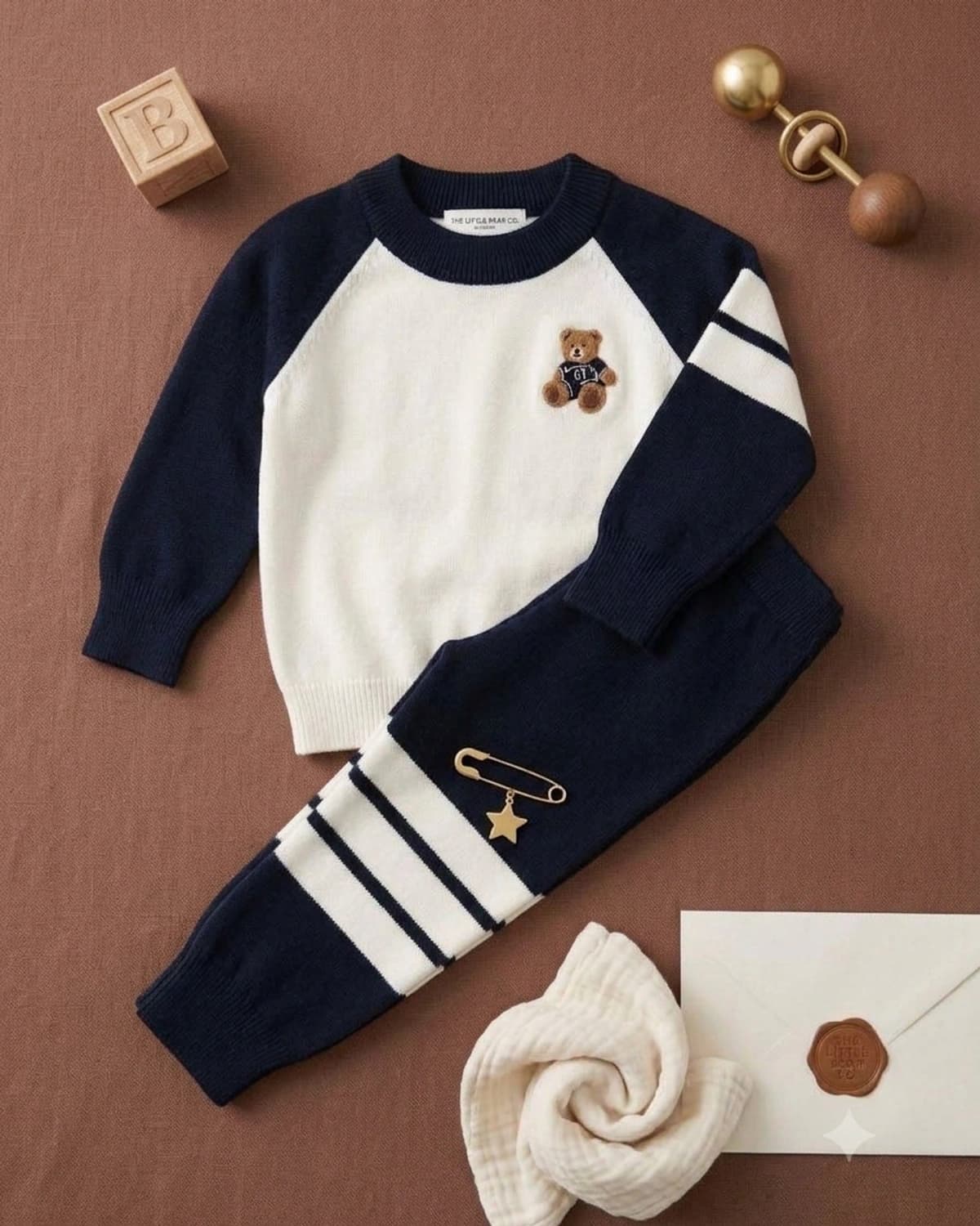 Navy Teddy Knit Set, main product photo