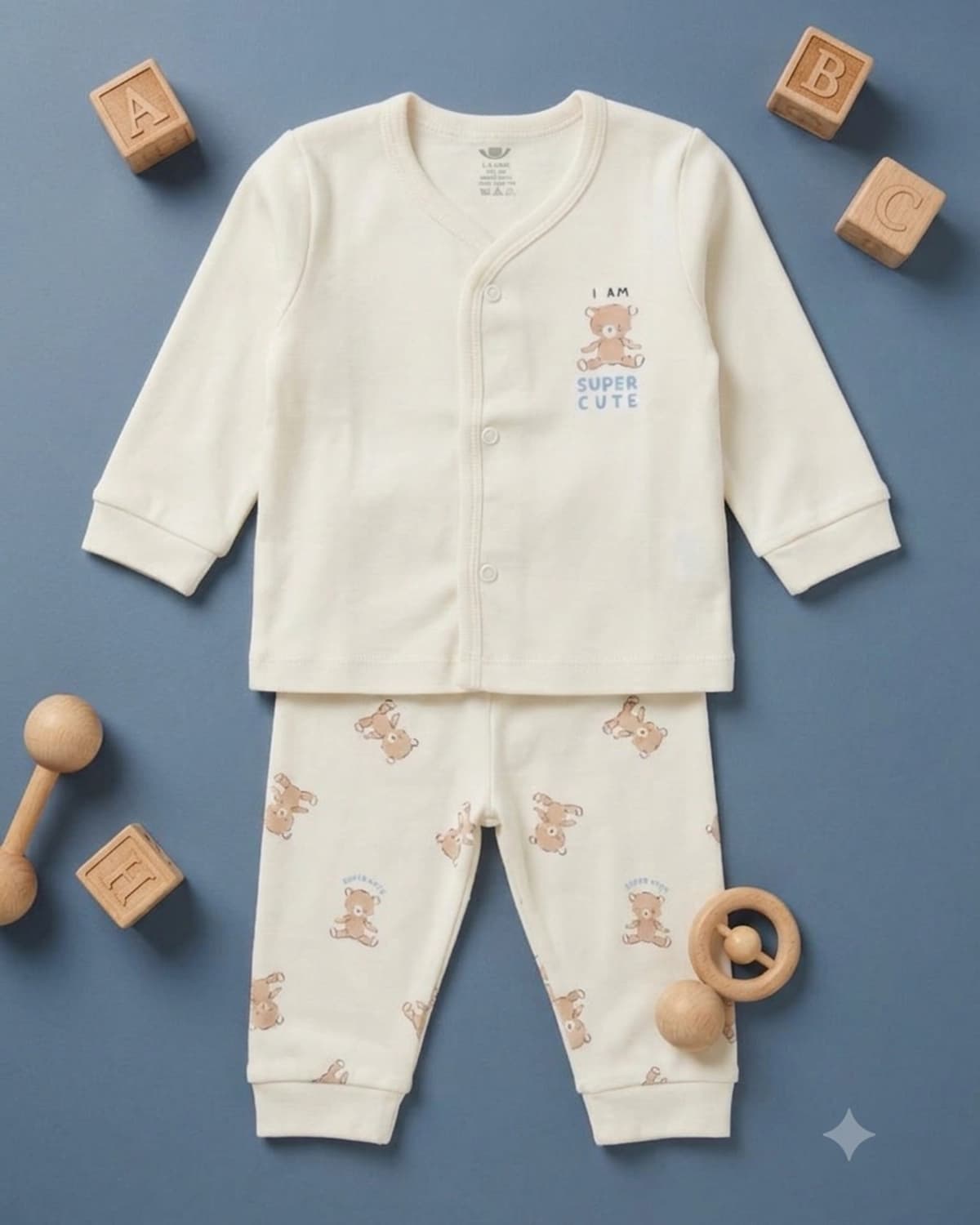 Cream Bear Pajama Set, main product photo