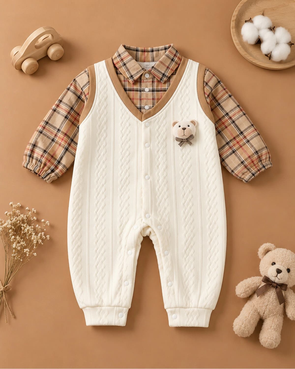 Cozy Woodland Bear Overall Suit product photo