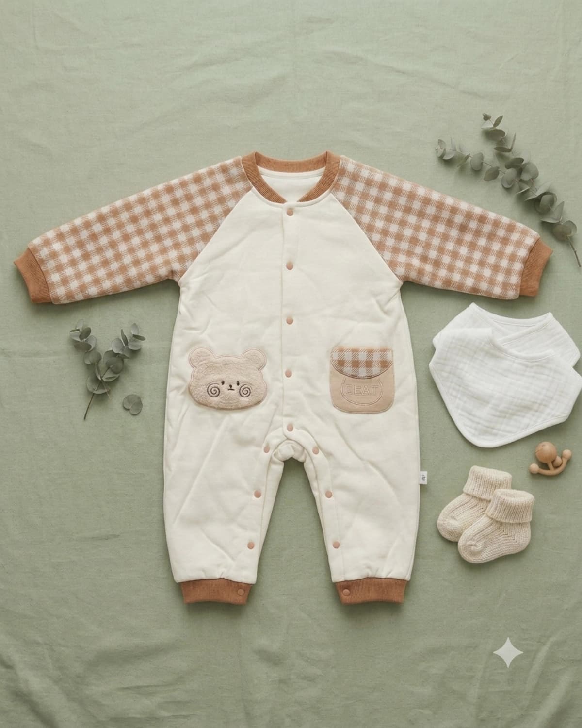 Gingham Bear Sleepsuit product photo