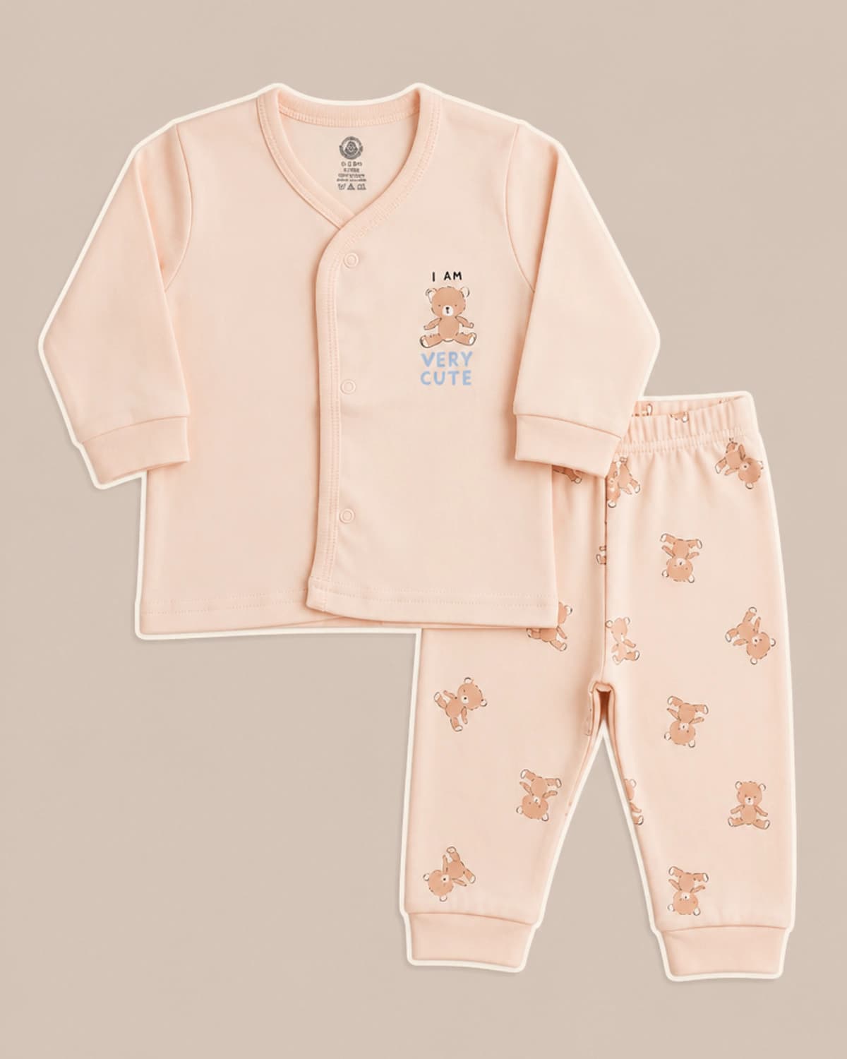 Blush Peach Bear Pajama Set product photo